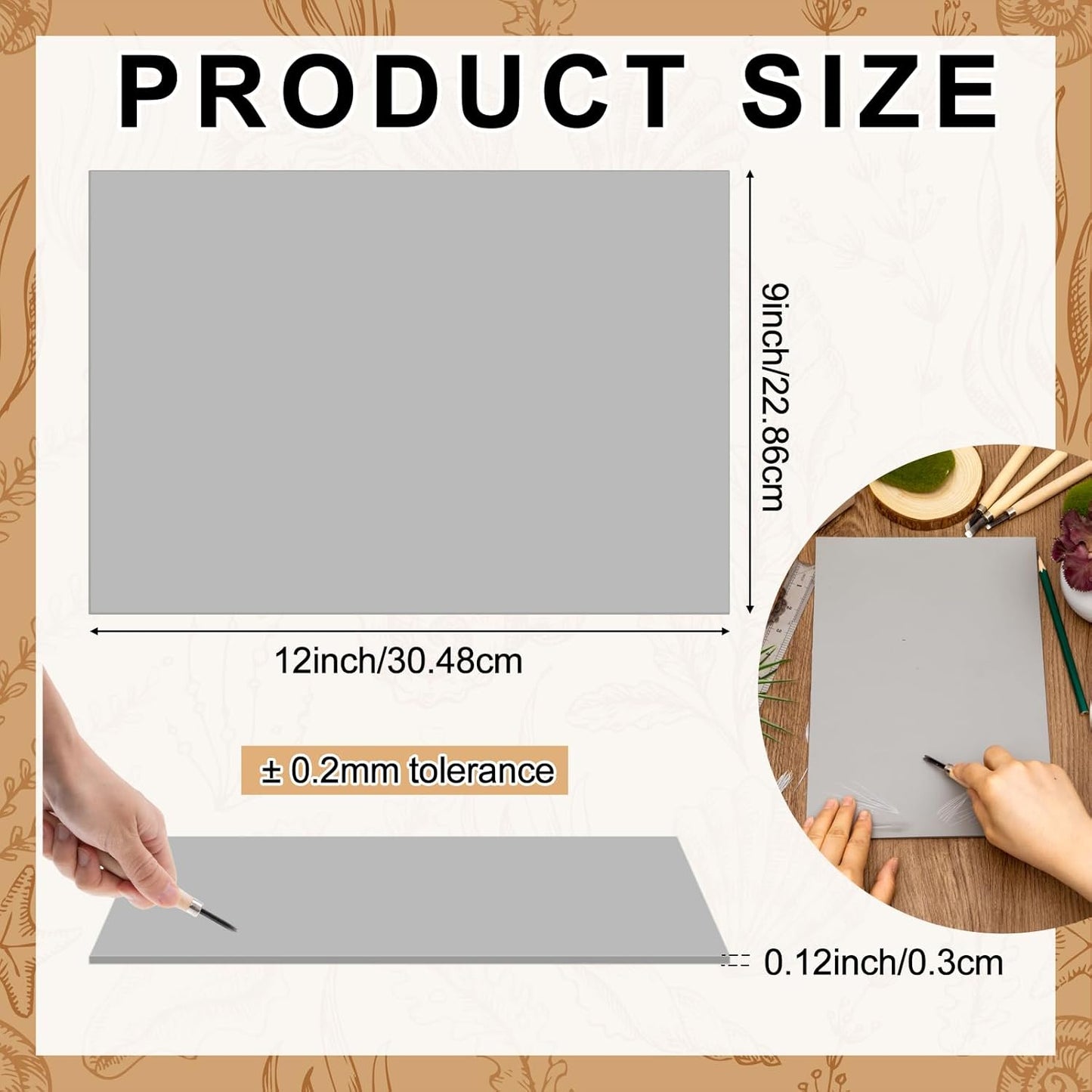 Yeaqee 4 Pcs Linoleum Block Rubber Carving Block Soft Linocut Blocks Large Linoleum Sheet Unmounted Lino Plates for Engraving Art Project Printmaking Artist Studio Supplies (9 x 12 Inch,Gray)