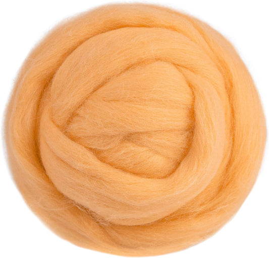 3.53oz Wool Roving Yarn, Wool Felting Supplies, Pure Wool, Chunky Yarn, Spinning Wool Roving for Needle Felting Wet Felting DIY Hand Spinning (Light Orange)