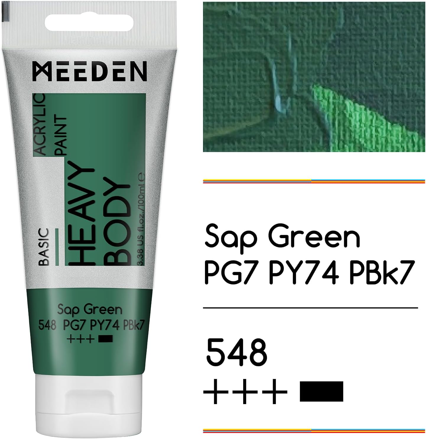 MEEDEN Acrylic Paint Sap Green: Bundled with Titanium White Color - 100ml/3.38oz x 2 Bulk Heavy Body Acrylic Paint Tubes for Art Craft Painting