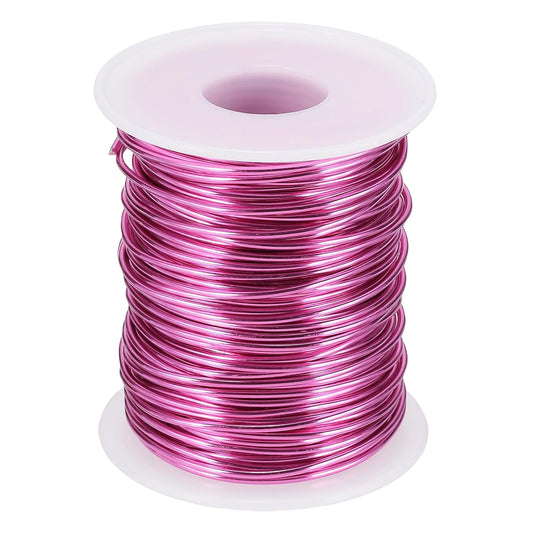uxcell 16 Gauge / 1.5mm Anodized Aluminum Wire for Jewelry Craft Making, 102 Feet Bendable Flexible Wire for DIY Home Decor Gardening Sculpture, Dark Pink