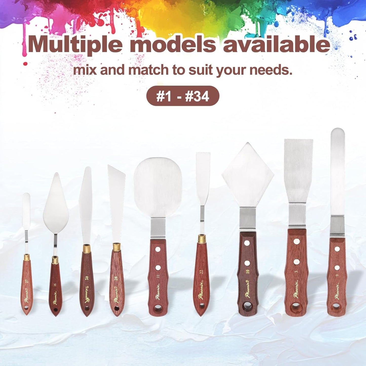 MECCANIXITY Pack of 1 Palette Knife No.27, 8.3" Long Palette Knives with Stainless Steel Flexible Spatula Pallet Knife and Wood Handle for Scraping, Mixing, Oil Acrylic Painting Canvas