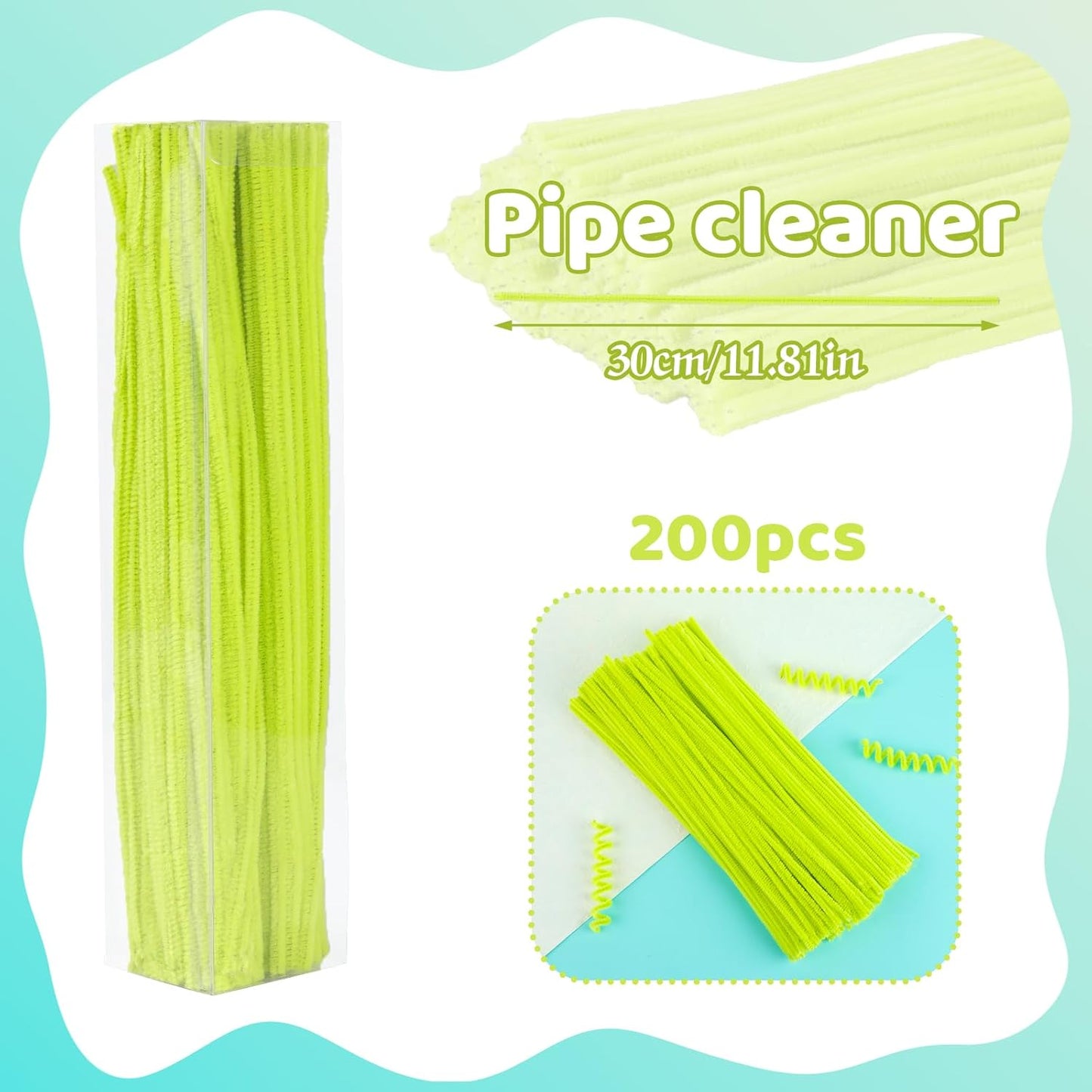 200PCS Pipe Cleaners, Yellow Pipe Cleaners Chenille Stem, Fuzzy Sticks Pipe Cleaners Craft Supplies for DIY Arts Crafts Project