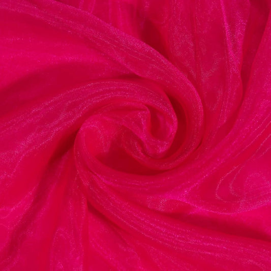 Fynite Sheer Organza Fabric | 5 Yards Long | 44" Wide | Bridal Solid Sheer Organza Bolt for Wedding Dress Fashion Craft Decorations - Hot Pink