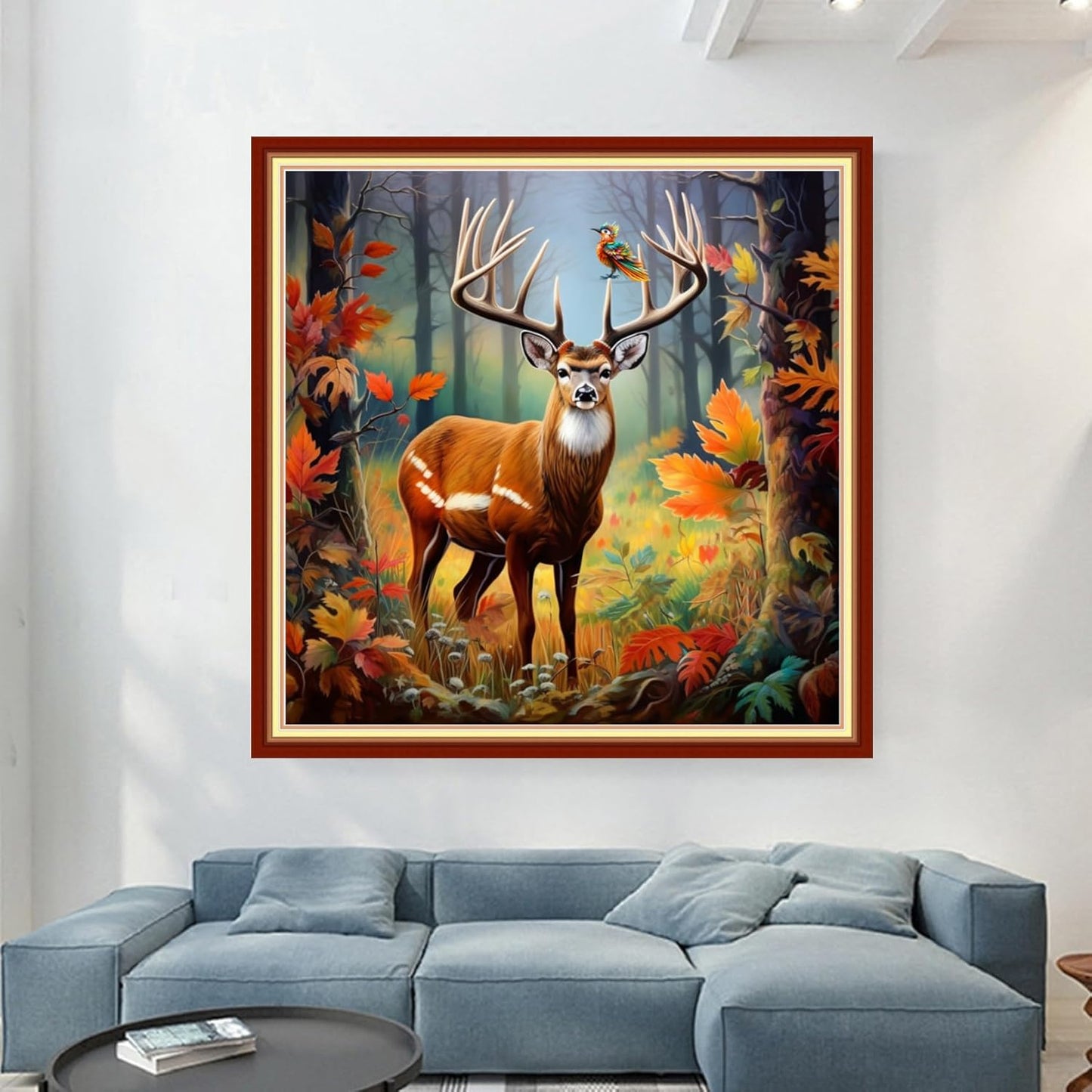 Magxvouy Cross Stitch Kits Stamped Full Range of Embroidery Kits,Cross Stitch Patterns Needlework Kits for Beginners 11CT Printed Kits&Forest Deer 18x18 inch