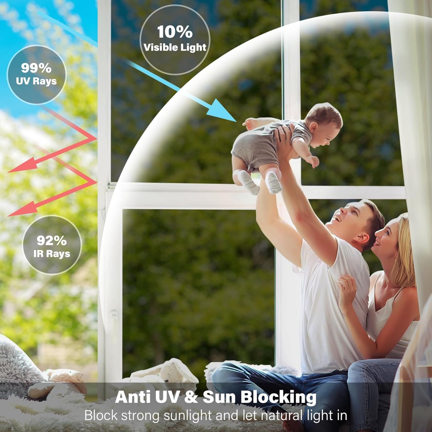 Kromapolis One Way Window Privacy Film Reflective Mirror Home Window Tint, Daytime Privacy Heat Control Anti UV Glass Tinting Static Cling (Black-Silver, 29.5 x 157.4 inch)