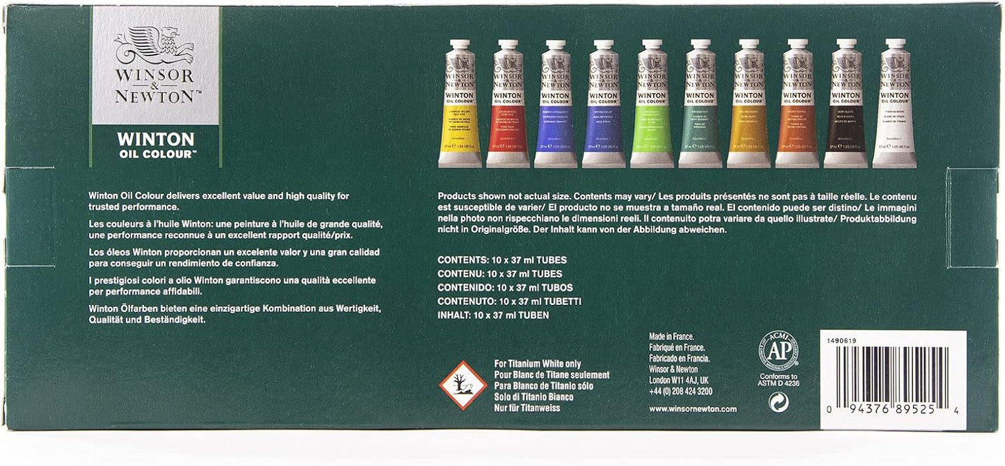 Winsor & Newton Winton Oil Paint, Starter Set of 10 x 37ml Tubes