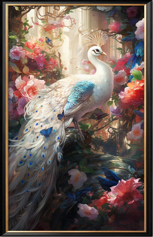 Leczany Cross Stitch Stamped Kit for Adults or Kids - Peacock | DIY Embroidery Starter Patterns Craft Kit Needlepoint for Beginner | 11CT, 3 Strands | 15x24 inches