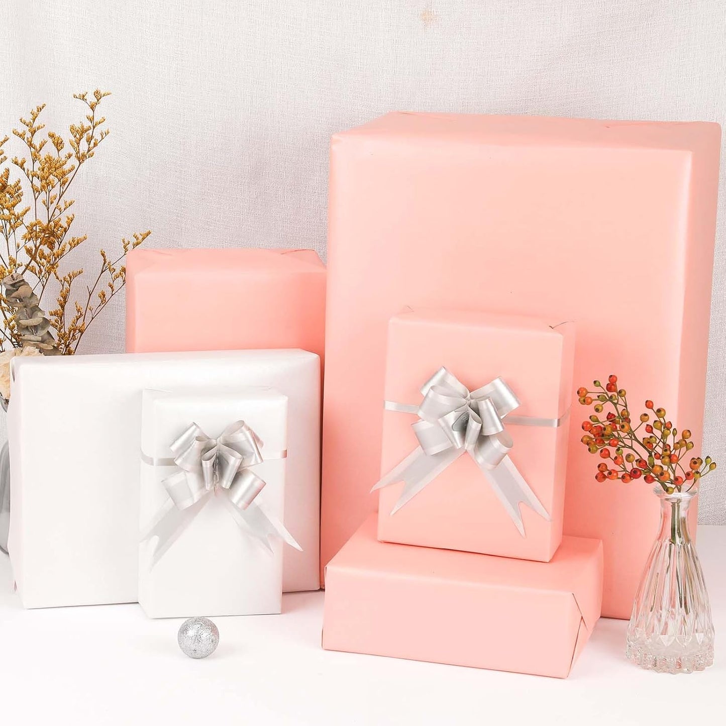 NESCCI Oversized Matte Wrapping Paper,Double Sided Solid Color Pearly-Lustre Paper,Gift Wrapping Paper,Perfect for Wedding,Valentine's Day,Birthday,Christmas,Baby Shower (30 Inches X 32.8 Feet)