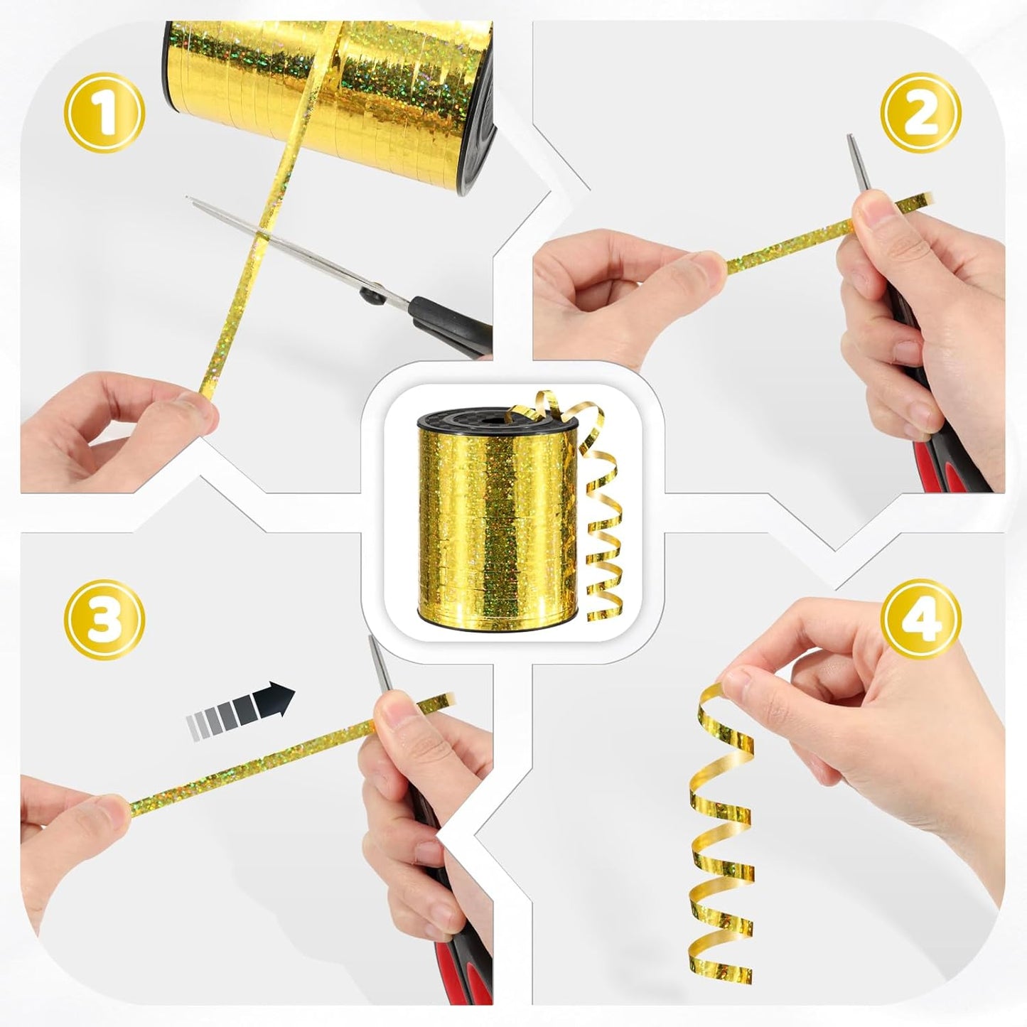 600 Yards Gold Curling Ribbon 1/5 Inch Shiny Metallic Gold Ribbon Thin Balloon String for Gift Wrapping, Art Crafts, Wedding Party, Florists, Christmas