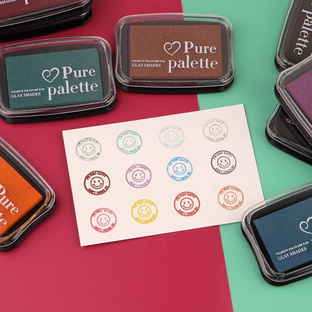 Dizdkizd Ink Pad Set, European Vintage Color Pigment Ink Pad, 12 Colors High Ink Quantity Stamp Pads for Rubber Stamps, Paper, Scrapbooking, Wood Fabric and Craft Supplies