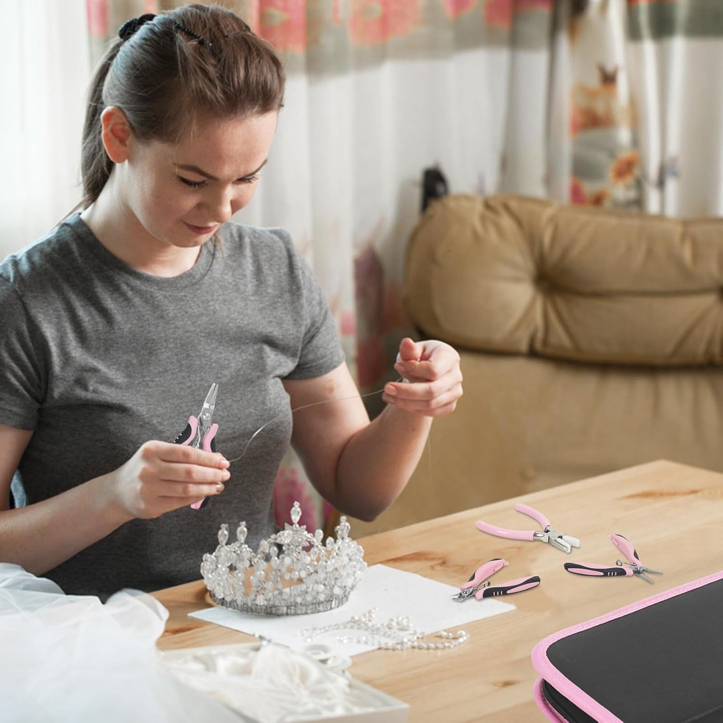 Toolour Jewelry Pliers Set Jeweler Making Tools for Adults,11pcs Professional Jewelry Pliers Tool Kit with Jewellery Making Supplies for DIY Beading Crafting Crimping Cutting Repair