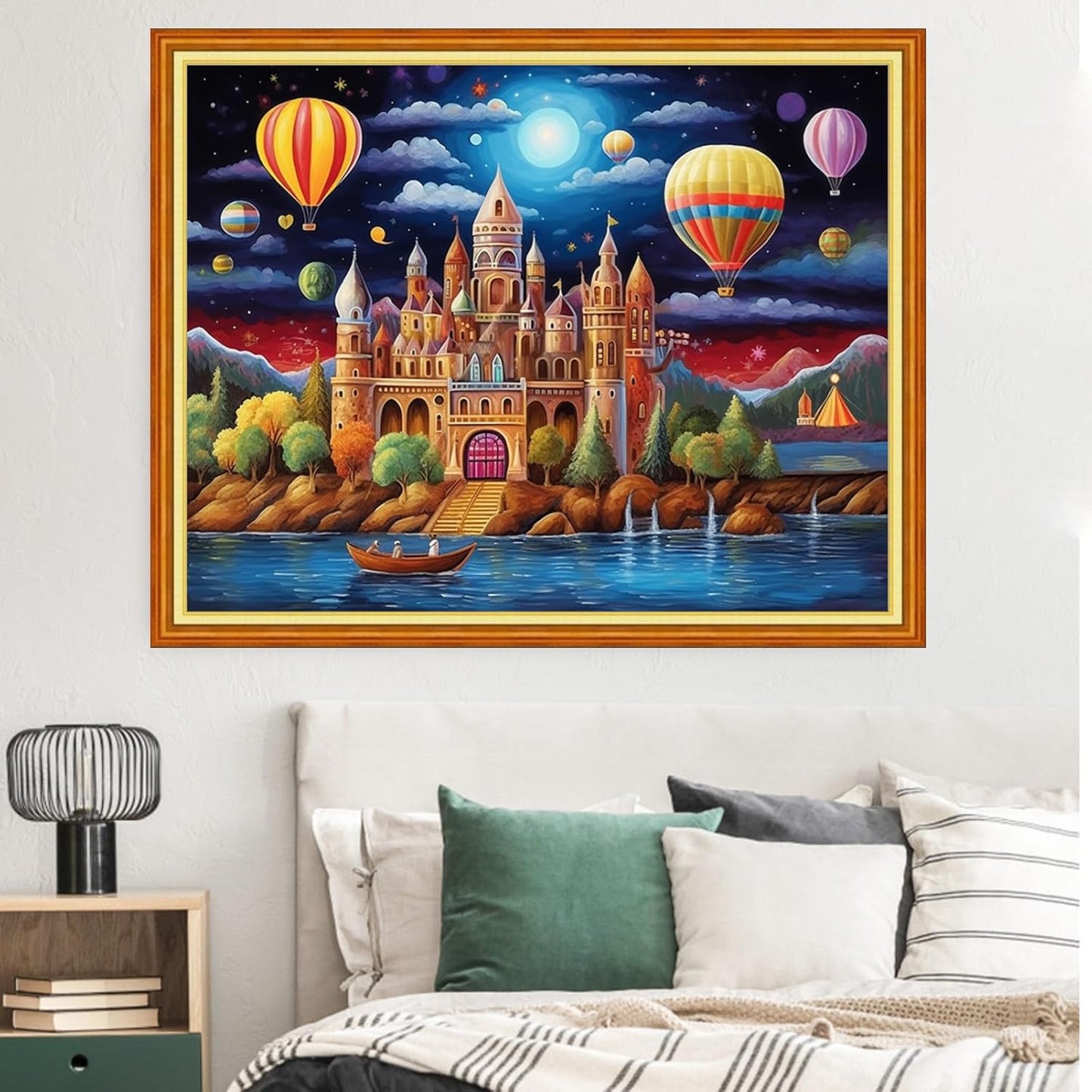 Dimxvean Stamped Cross Stitch Kits,Cross Stitch Kits for Adults Beginners,Embroidery Kits Full Range of Cross Stitch Stamped Kits Needlepoint Kits Cross Stitch Patterns- Balloon Castle 16x20 inch