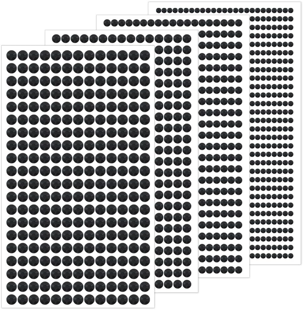 1799pcs Self Adhesive Face Gems Stickers, Hair Gems Rhinestones Stickers, Bling Jewels for Makeup, Crafts, Home Decor Scrapbooking Embellishments, 4 Sizes 3mm/4mm/5mm/6mm(Black Rhinestones)