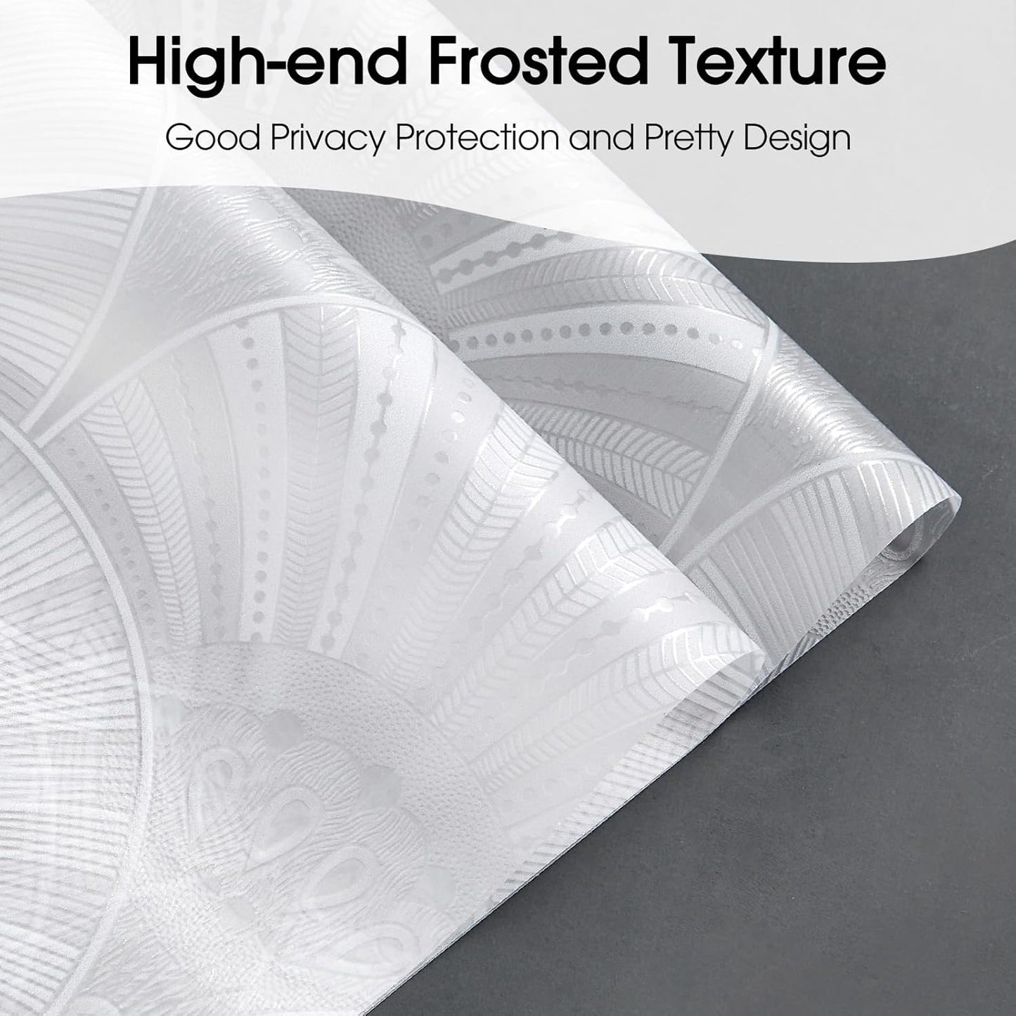 Beautyhero Window Privacy Film, Frosted Reeded Glass Cling, 3D Decorative Coverings with UV Blocking, Static Cling Tint for Bathroom Doors Cabinet