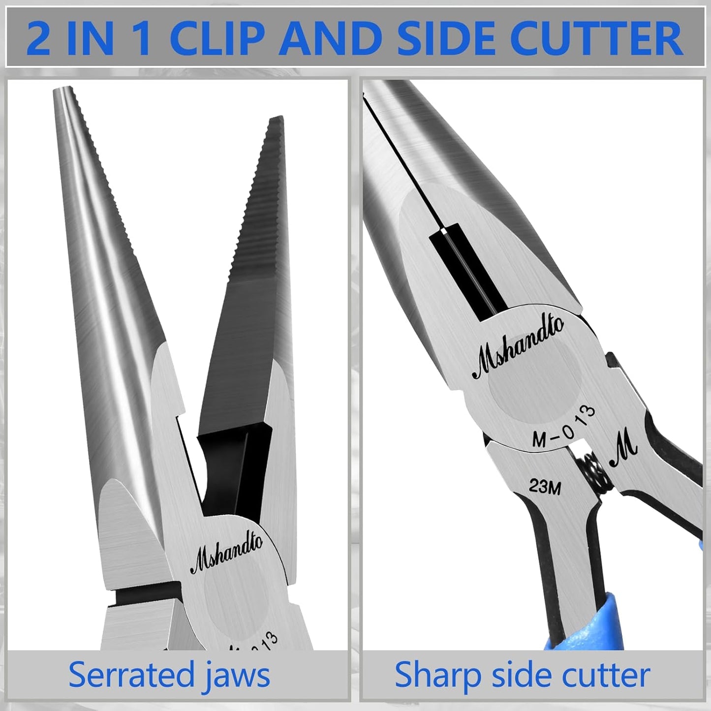 Needle Nose Pliers, mshandto Long Nose Pliers for Wire Bending, High Carbon Steel Needle Nose Plier, Serrated Jaw Pliers for Jewelry Making Electronics Repair Object Grasping Craft Making