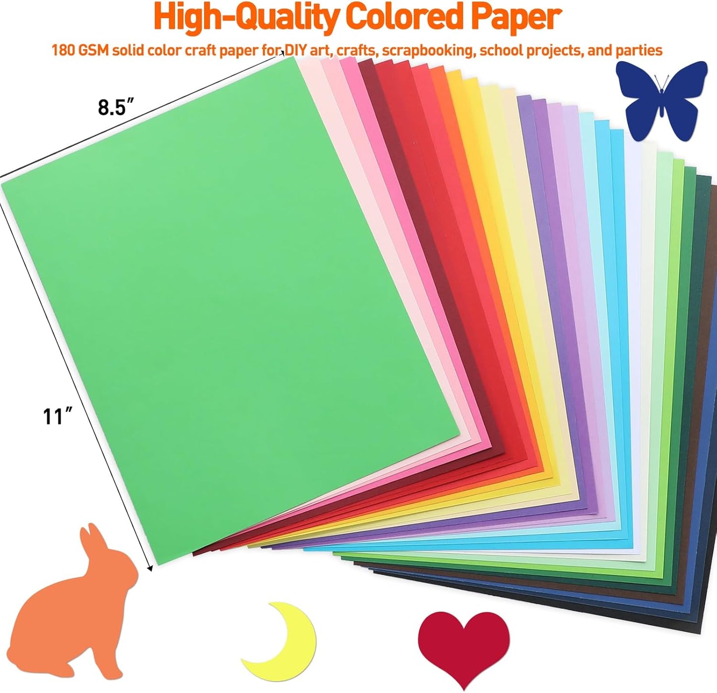 MAXECHO 8.5" X 11" Colored Cardstock Bulk 300 Sheets 30 Assorted Colors Construction Paper Card Stock Printer Paper for DIY Crafts, Kids School Supplies, Cricut, 180 GSM