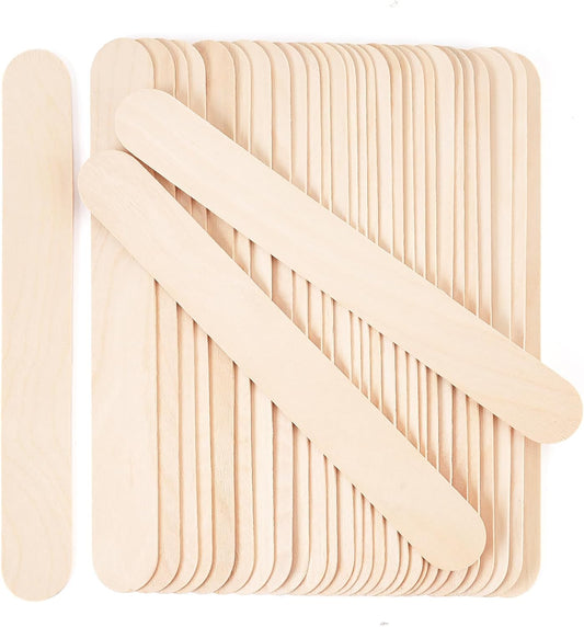 60 Pieces Jumbo Craft Sticks, 8 Inch Natural Wooden Popsicle Sticks, Multi-Functional Ice Cream Sticks for Crafts, Tongue Depressors, Hair Removal and Waxing Sticks, Plant Labels, DIY Classroom Crafts