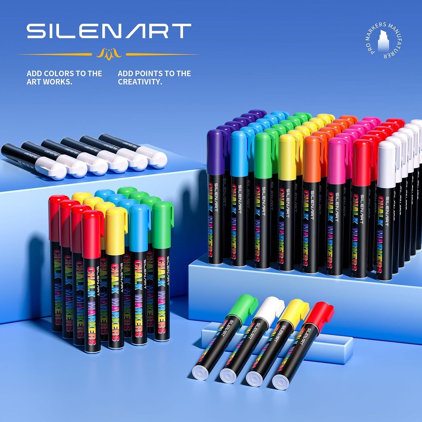 SILENART Red Chalk Markers 2 Pack - Red Dry Erase Markers Pen - Liquid Chalk Markers for Chalkboard, Window, Glass, Mirror, Blackboard