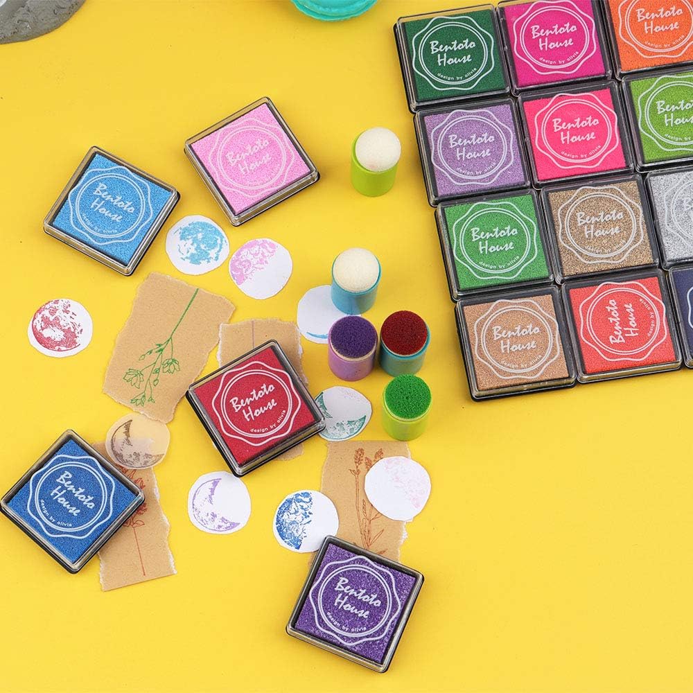 Dizdkizd Finger Craft Ink Pads, 20 Colors Craft Ink Pads for Rubber Stamps, Paper, Scrapbooking, Wood, Fabric, Best Gift for Kids