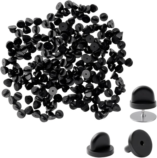 200 Pcs Black Rubber Pin Backs, Enamel Pin Backs, PVC Rubber Lapel Pin Backs, Secure Pin Backings for Replacement Uniform Enamel Pins