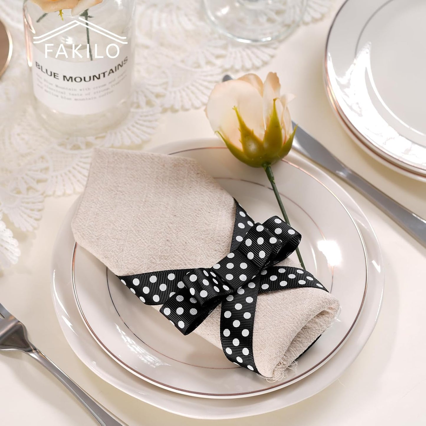 Polka Dot Grosgrain Ribbon 5/8 Inch, 25 Yards Spool Black and White Dot Craft Ribbon for Christmas Gift Wrapping DIY Crafts Hair Bows Wedding Party Decor Sewing and Home Decoration