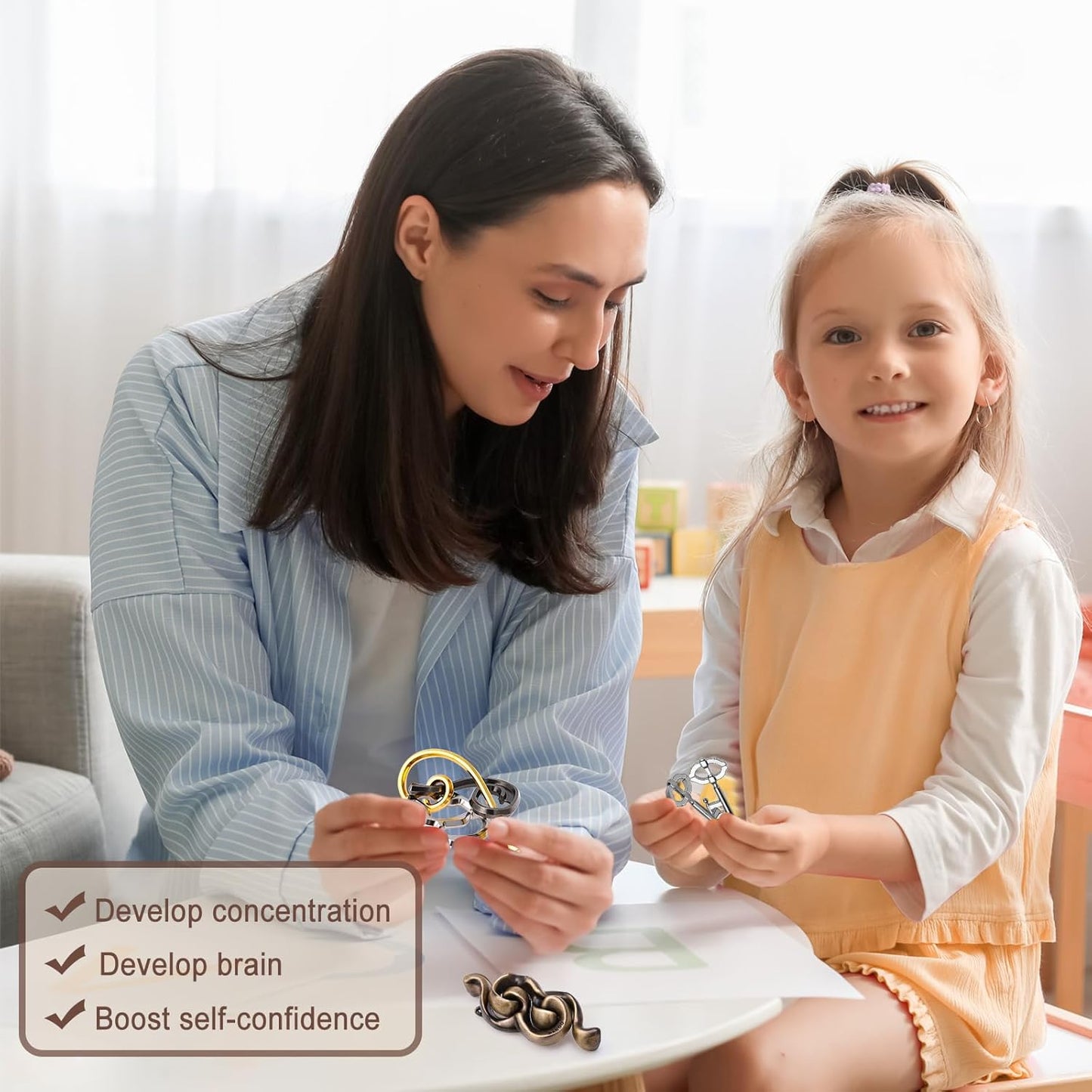 9pcs Metal Puzzle for Adult Disentanglement Puzzles Lock Puzzle Games Set Gift for Adults Teenagers