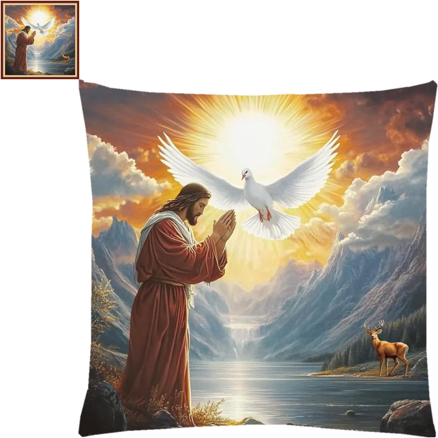 Fanxvivy Stamped Cross Stitch Kits for Adults Beginners Pillow Needlepoint Kit with Embroidery Pattern Needlework Kit Prestamped Stitches Kit 11CT Cross Stitching-Jesus Prayed Blessings 18x18inch