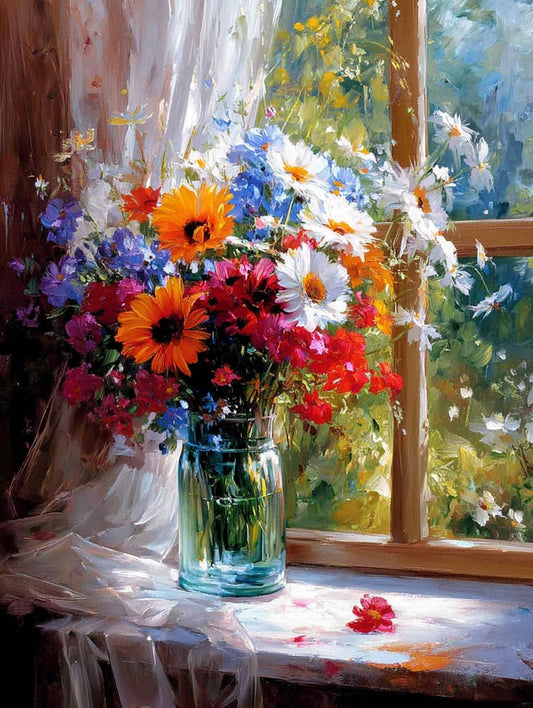 Moohue 14 ct Counted Cross Stitch Kits for Adults Flowers Cross Stitch Patterns Stamped Printed Cross Stitch Kits (Flowers 4)