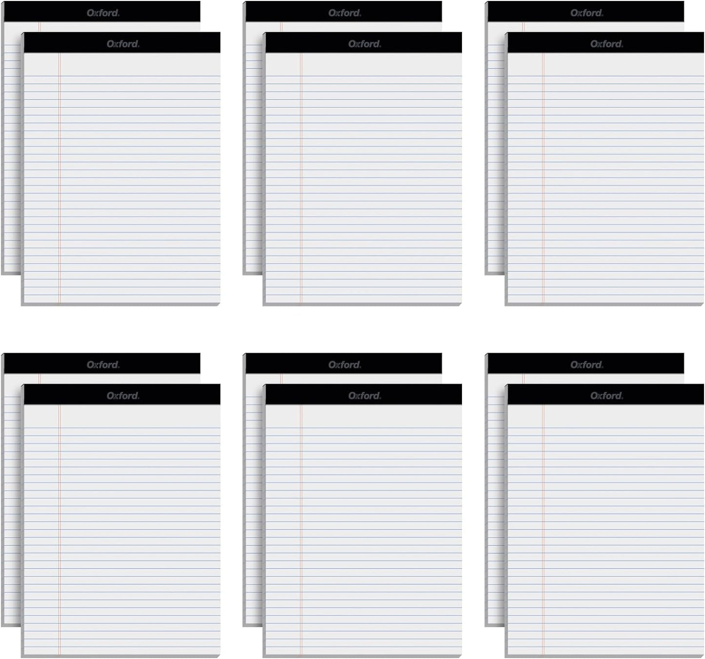 Oxford 8.5 x 11.75 Legal Pads, 12 Pack, Wide Ruled, White Paper, 50 Sheets Per Writing Pad, Made in the USA (74030)