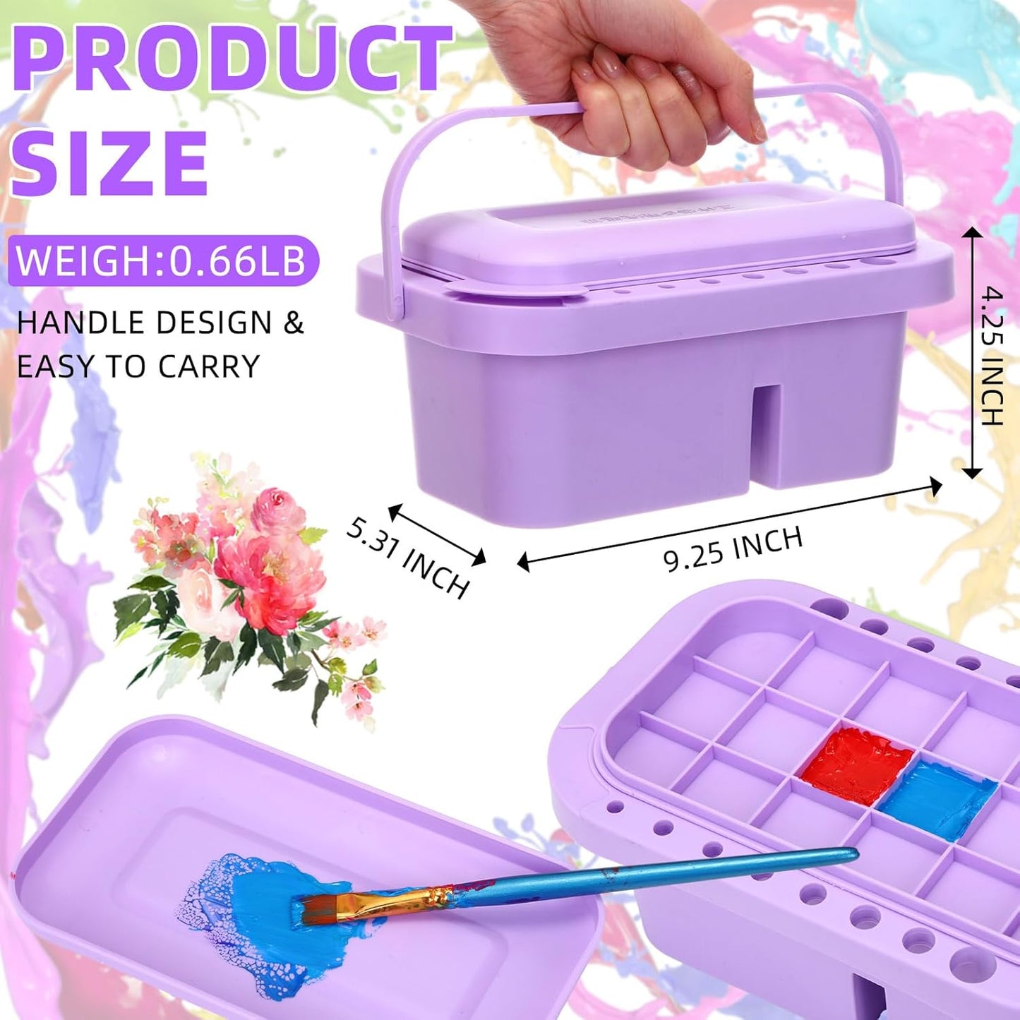 Teenyyou 4 Pcs Paint Brush Cleaner 3 in 1 Multifunction Paint Brush Basin Holder and Organizer with Brushes Holder Washer Trays Palette for Acrylic Watercolor Oil Painting