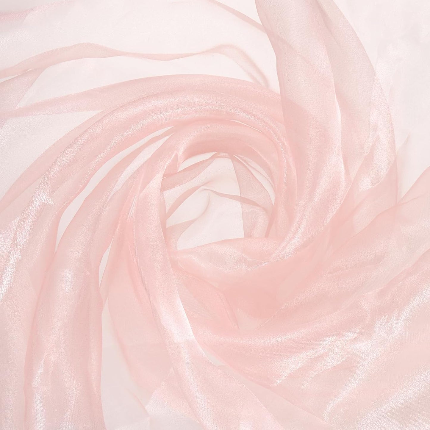 MECCANIXITY Iridescent Sheer Organza Fabric, 2 Yards x 59 Inches Solid Holographic Shiny Fabric Organza Cloth for Wedding, Curtains, Costume, Photo Background, Light Pink