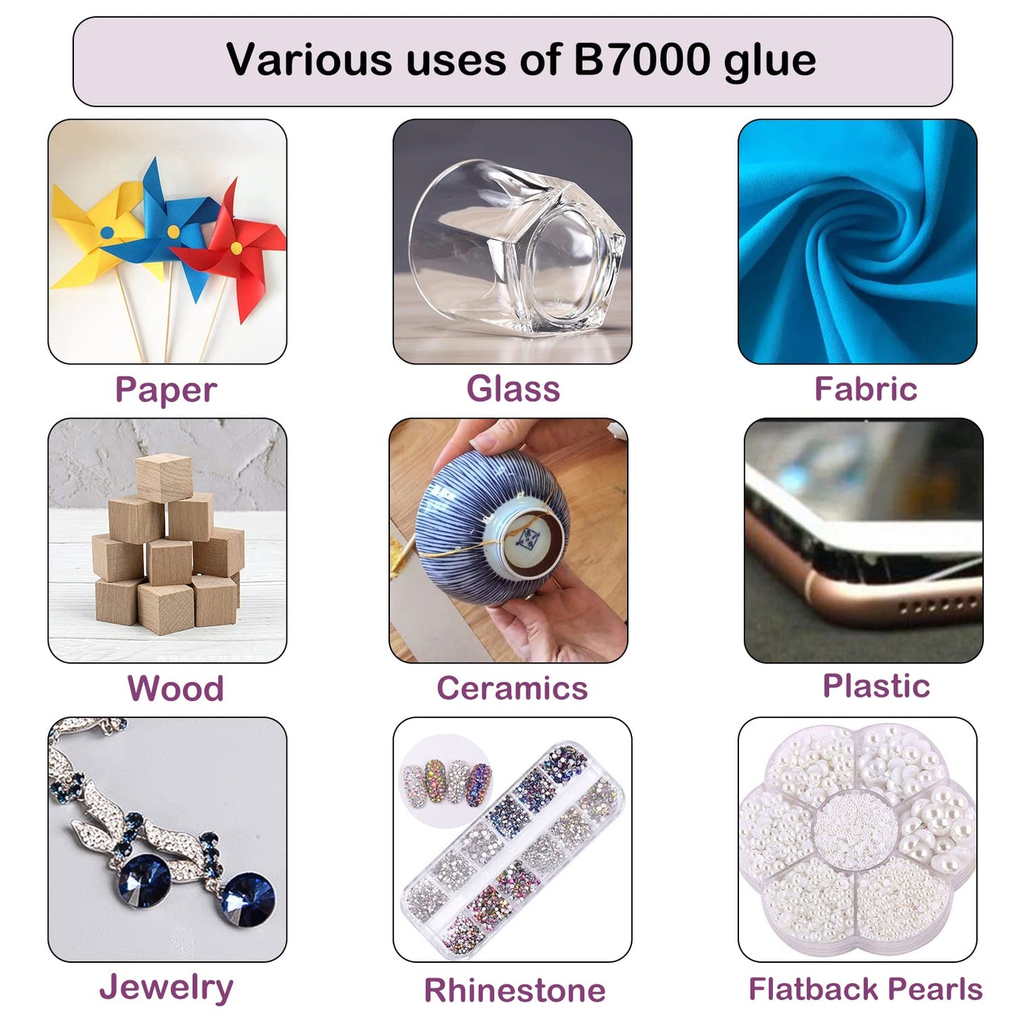 B7000 Jewelry Glue for Jewelry Making, FITTDYHE 2PCS 50ML/1.69 fl oz Clear B-7000 Glue Rhinestone, Multipurpose Super Adhesive for Phone Repair Nail Art Wood Glass Charms
