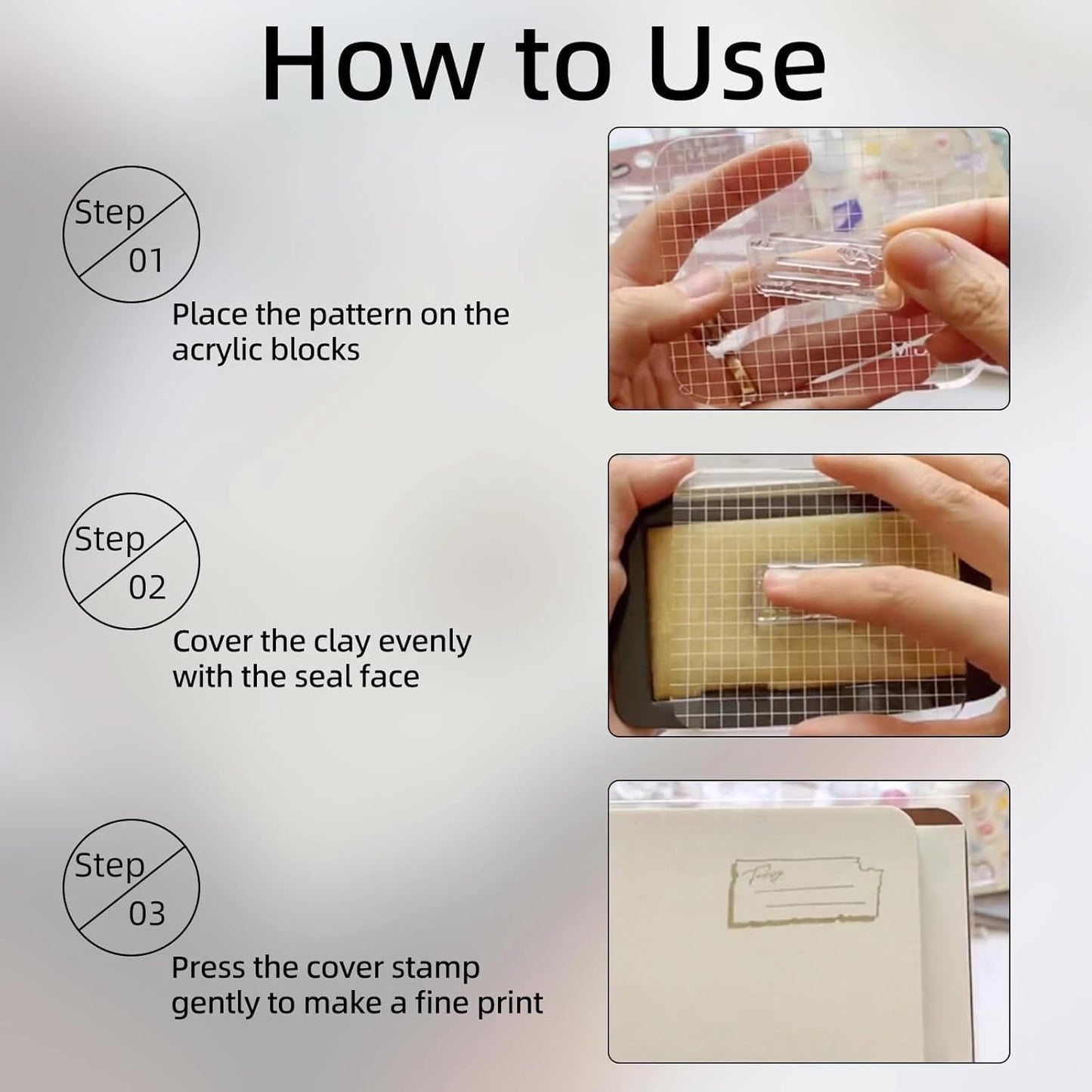 6Pcs Acrylic Stamping Block, Clear Acrylic Block for Stamping, Stamp Block Decorative Stamp Block for Scrapbooking Crafts Making