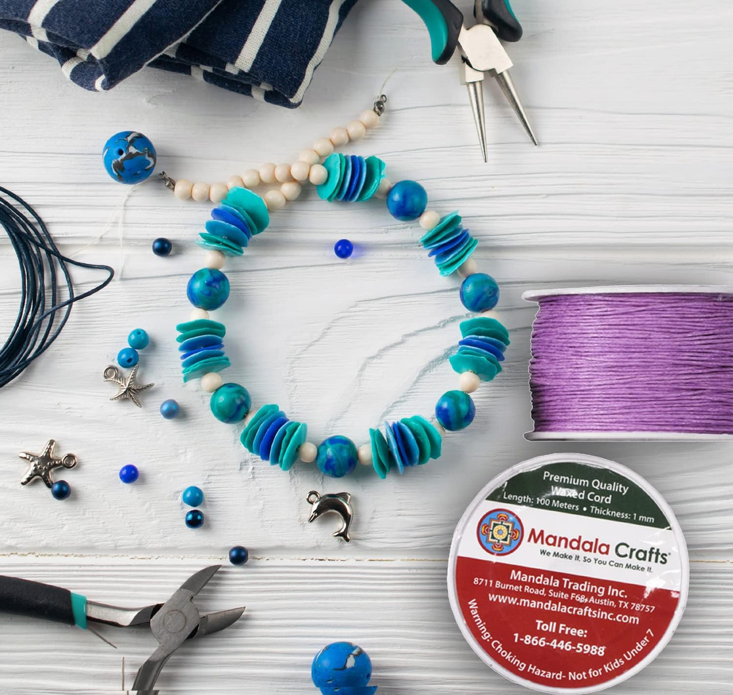 Mandala Crafts 1mm 109 Yards Cream Cotton Waxed Cord for Jewelry Making Bracelet Cord Waxed String - Beading String Thread Jewelry Cords for Necklaces String