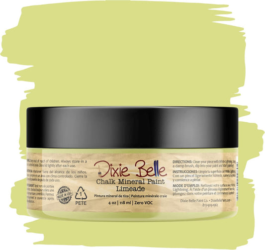 Dixie Belle Paint Company Chalk Finish Furniture Paint - Limeade (4oz) - Matte Zesty Light Green Chic Chalk Mineral DIY Furniture Paint