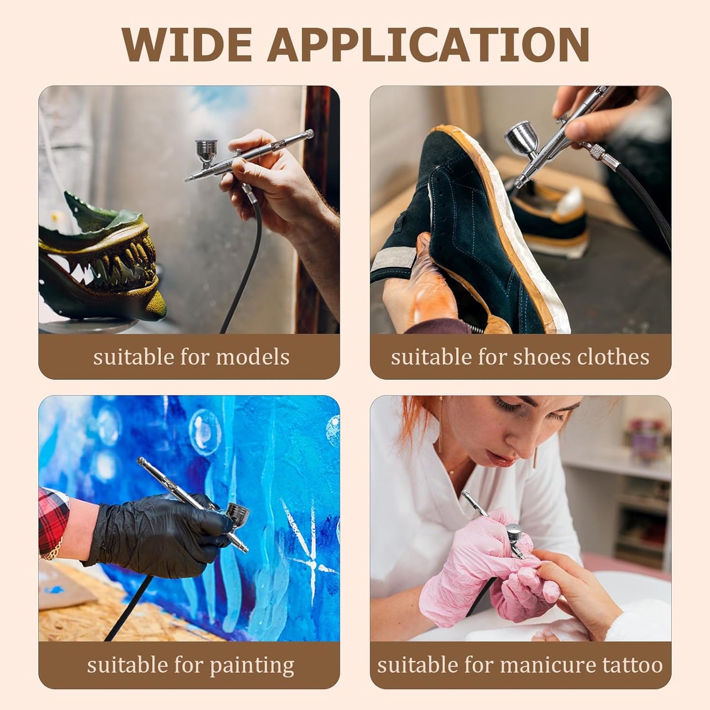 Colima Dual-Action Airbrush Kit with Compressor—55PSI High Pressure 7 Adjustable Settings 12 Paint Set & Cleaning Kit for Models, Miniatures, Hobby Art (2025 Upgrade)