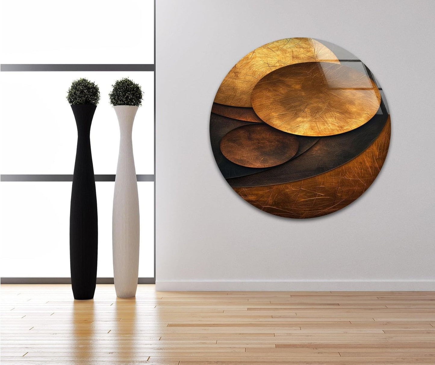 My Photostation.com 14Wx20H'' Bronze Art Deco Geometric Motifs Glass Wall Art Tempered Glass Printing Wall Decor Large Wall Art Wall Hangings