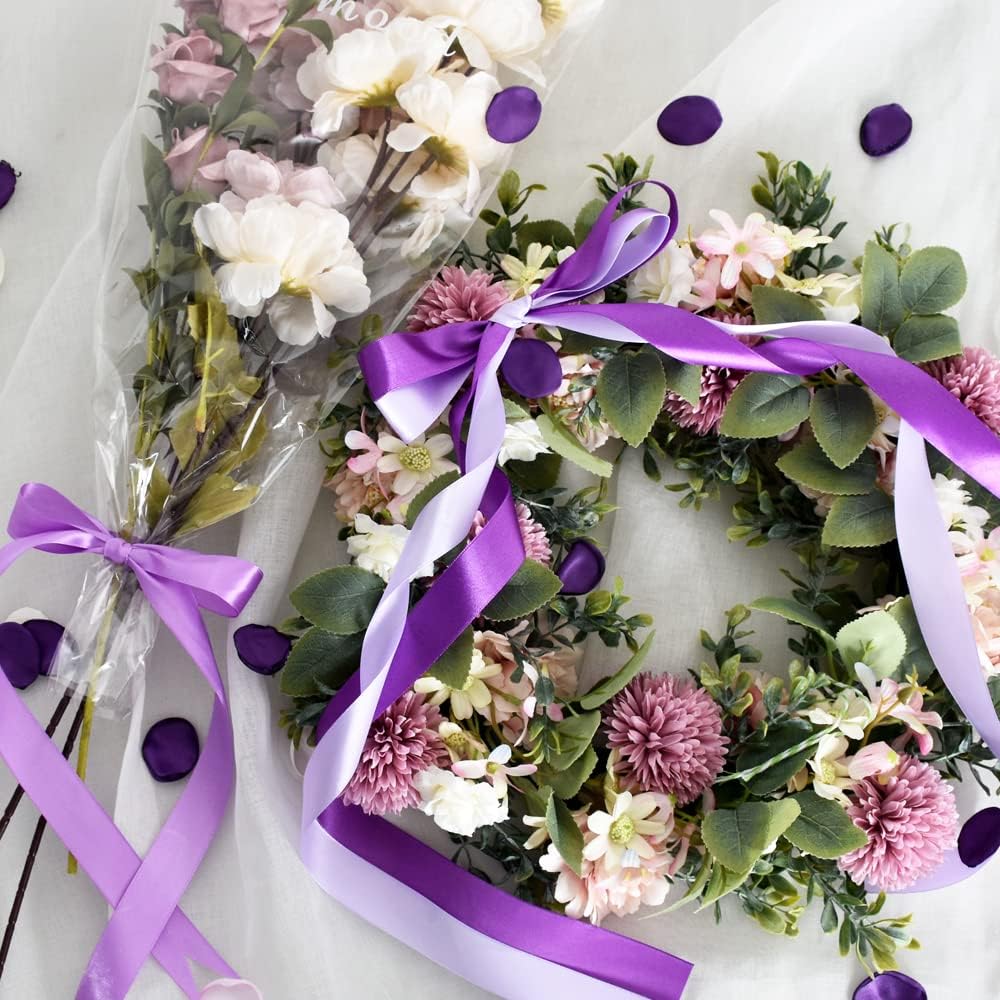 TONIFUL 1 Inch x 100yds Purple Satin Ribbon, Thin Solid Color Satin Ribbon for Gift Wrapping, Crafts, Hair Bows Making, Wedding Party Decoration, Invitation Cards, Floral Bouquets, Christmas,Halloween