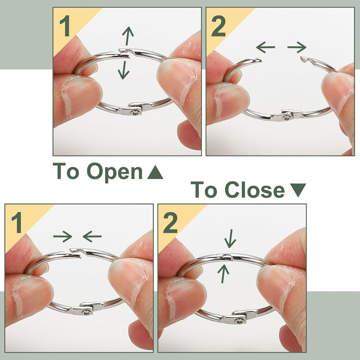 PATIKIL 1.8" x 2" Loose Leaf Binder Rings, 30 Pcs Metal Book Rings Nickel Keychain Ring for Paper Index Cards Flash Card Notebook Rings Office Home Book Binder, Silver Tone