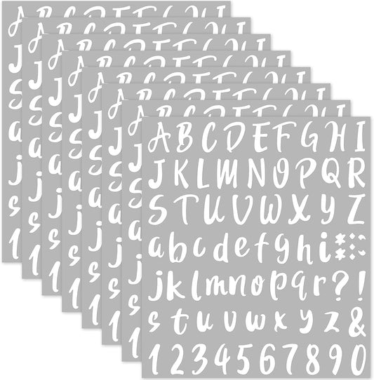 Outus 576 Pieces 8 Sheets Letters Stickers Self Adhesive Vinyl Letter Alphabet Number Stickers Mailbox Numbers Sticker, Decals for Classroom Decor, Sign, Door(White,1.5 Inch)