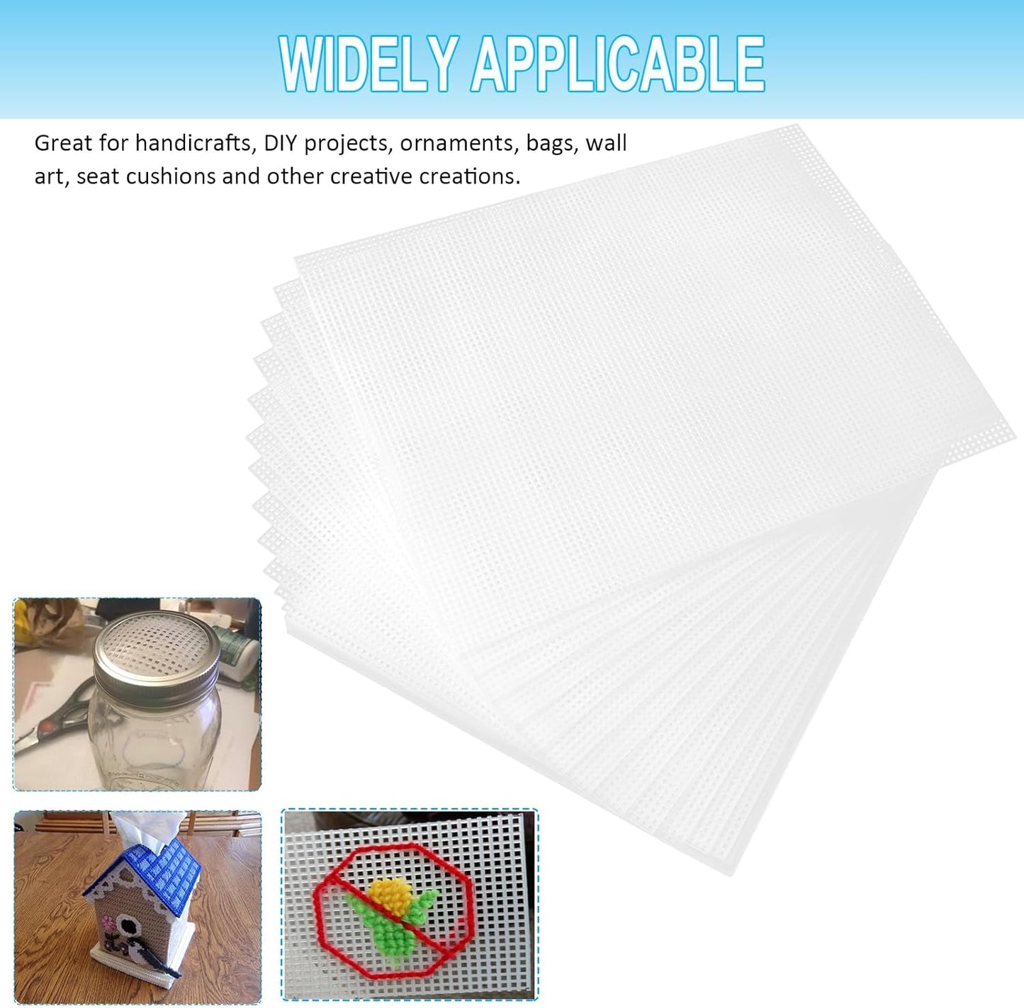 30 Pieces 7 Count Plastic Mesh Canvas Sheets10.2 x 13 Inch Plastic Canvas Sheets, Plastic Mesh, Eye Mesh for Embroidery Crafting, Acrylic Yarn Crafting, Knit and Crochet DIY Projects