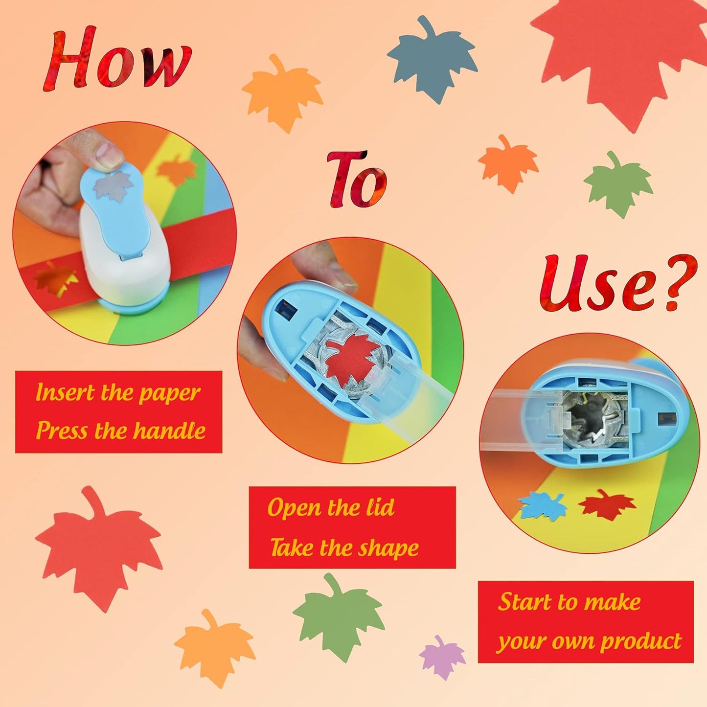 Maple Leaf Punch Cutter 1inch, Paper Punches, Craft Lever Punch Handmade, Leaves Shape for Paper Crafting, Scrapbooking, Cards Decoration, DIY Arts. (Maple Leaf)