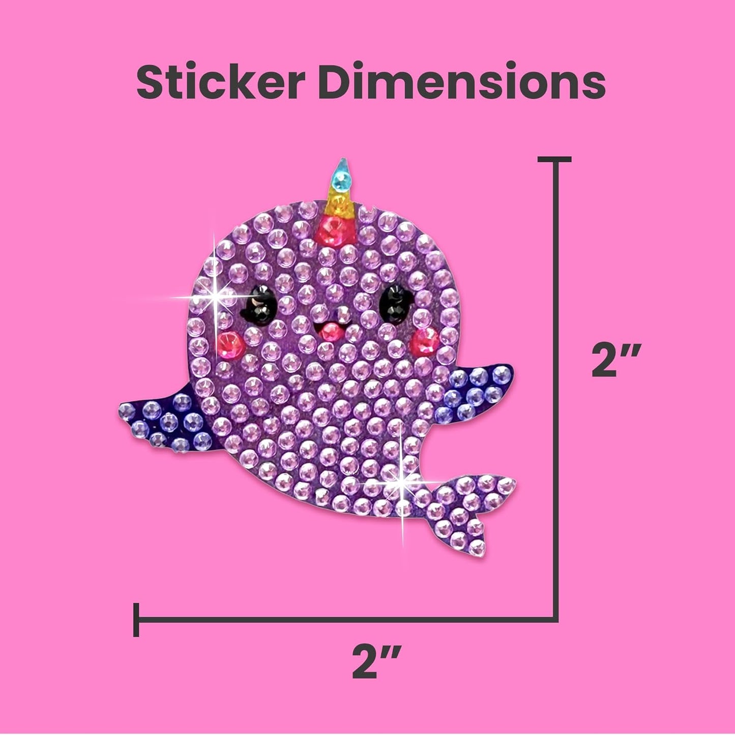 StickerBeans® Rhinestone Stickers – Whimsical 4-Pack, 2” x 2” Unique Sparkly Cut-to-Shape for Collecting, Trading, Decorating Laptops, Phone Cases, Scrapbooks, Kids, Teens, & Adults