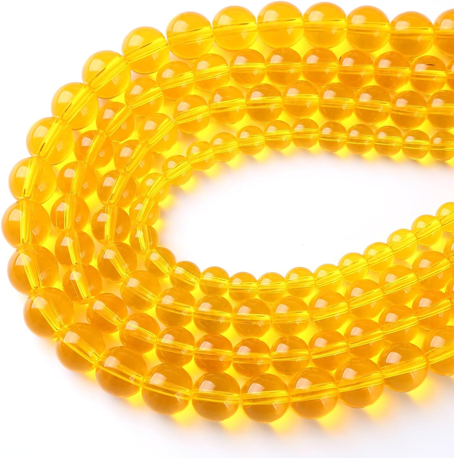90pcs 4mm Smooth Yellow Crystal Glass Beads Citrine Round Loose Beads for Jewelry Making DIY Bracelet Necklace 15" Energy Healing Power Stone Beads