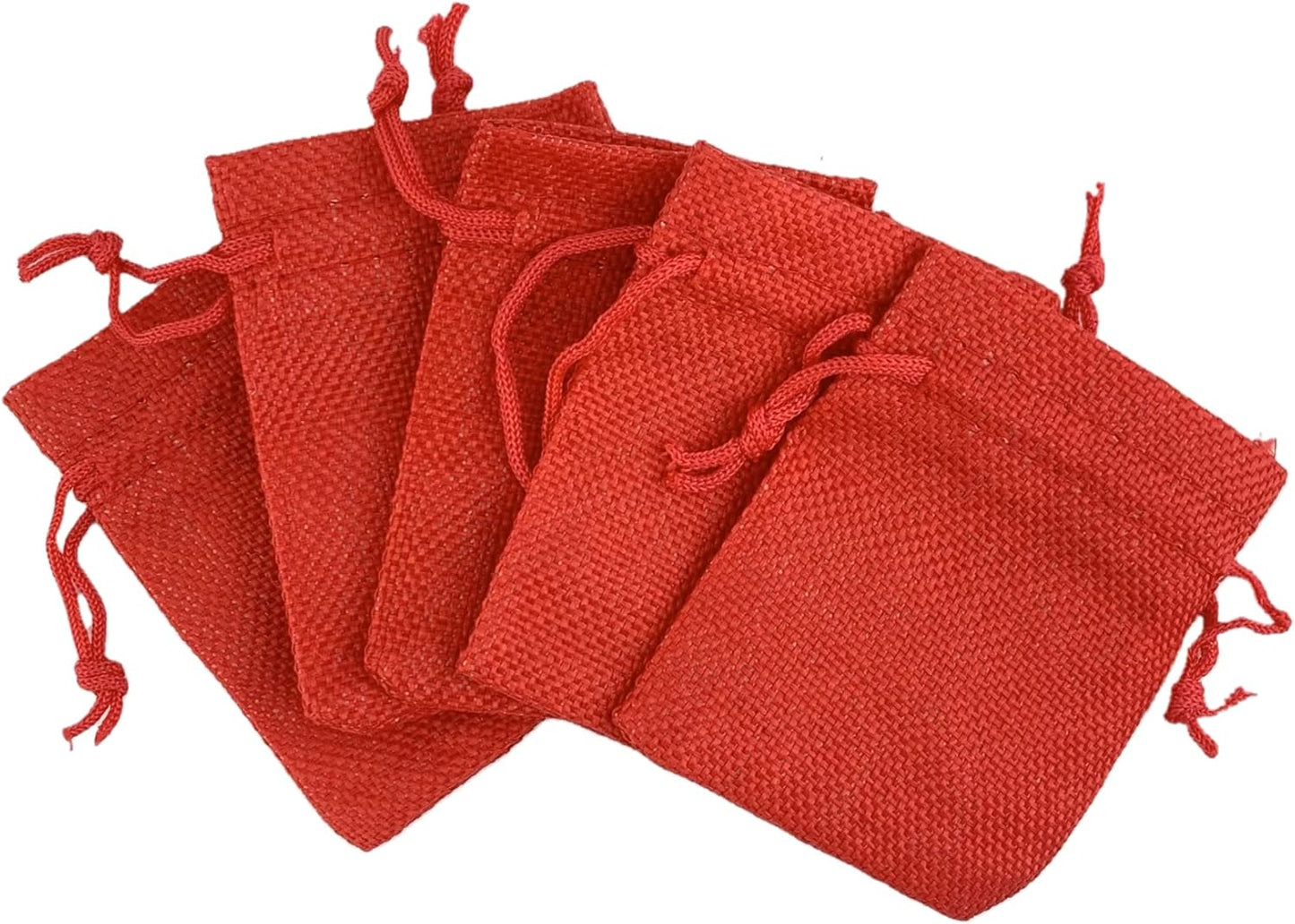Palmhomee Pack of 25 Burlap Gift Bags with Drawstring Linen Jewelry Pouches Wedding Hessian Jute Bags for Birthday and Treat Pouches Party Wedding Favors Gift (2.8x3.6 Inch, Red)