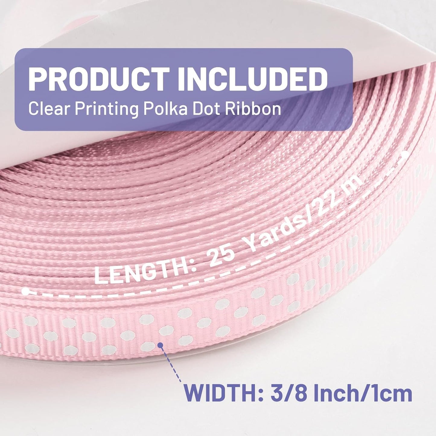Polka Dot Grosgrain Ribbon 3/8 Inch, 25 Yards Spool Pink and White Dot Craft Ribbon for Christmas Gift Wrapping DIY Crafts Hair Bows Wedding Party Decor Sewing and Home Decoration
