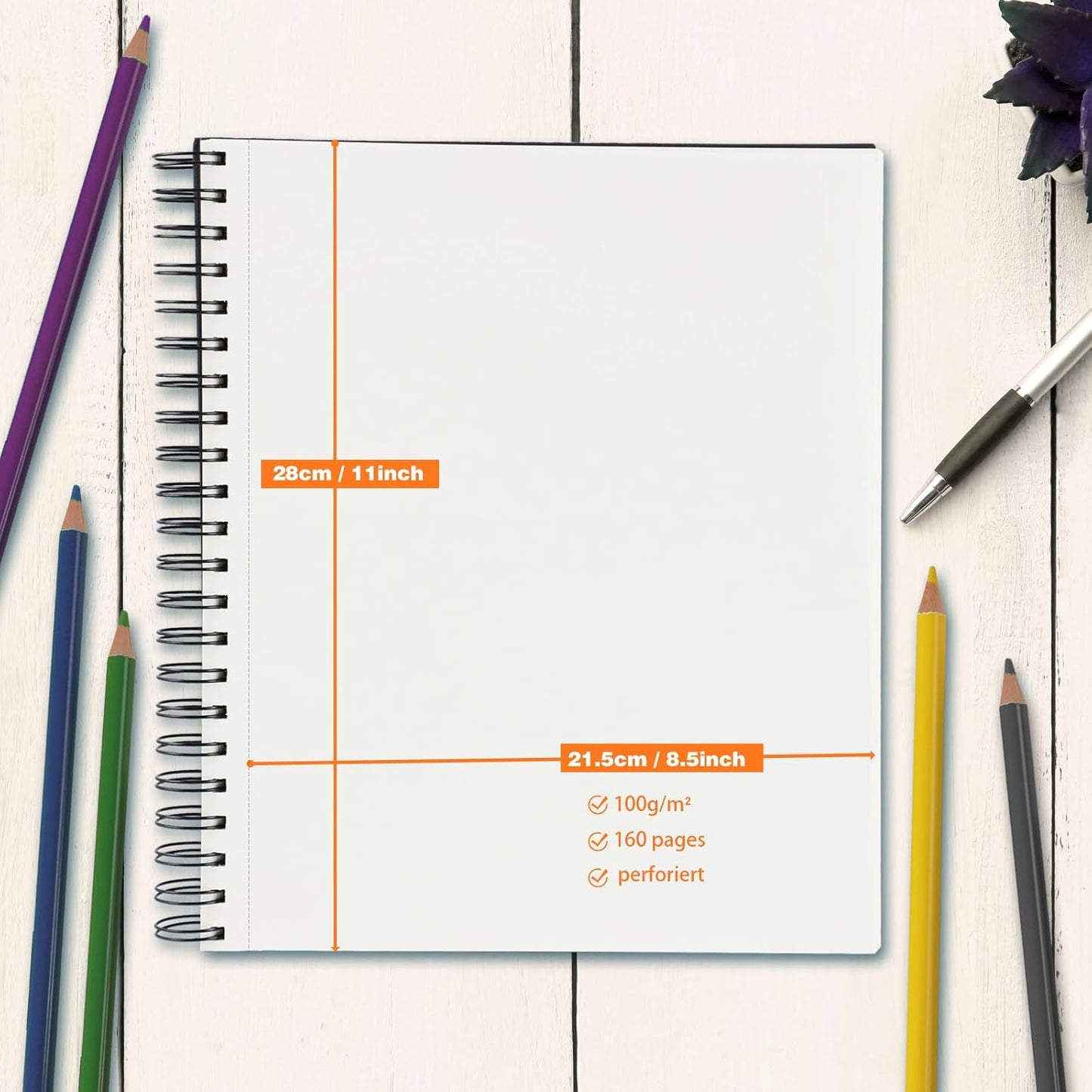 9" x 11" Sketch Book，1 Pack 80-Sheets (68lb/100gsm)，Double-Sided Hardbound Sketchbook, Spiral Bound,Acid Free Paper Painting Drawing Writing Sketching Pad for Kids Adult Teens Girls Boys