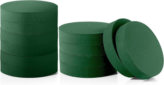 Maitys 12 Pieces Round Floral Foam Wet Green Flower Foam DIY Flower Arrangement Kit for Aisle Wedding Party Decoration(8 x 8 x 1.57 Inches)