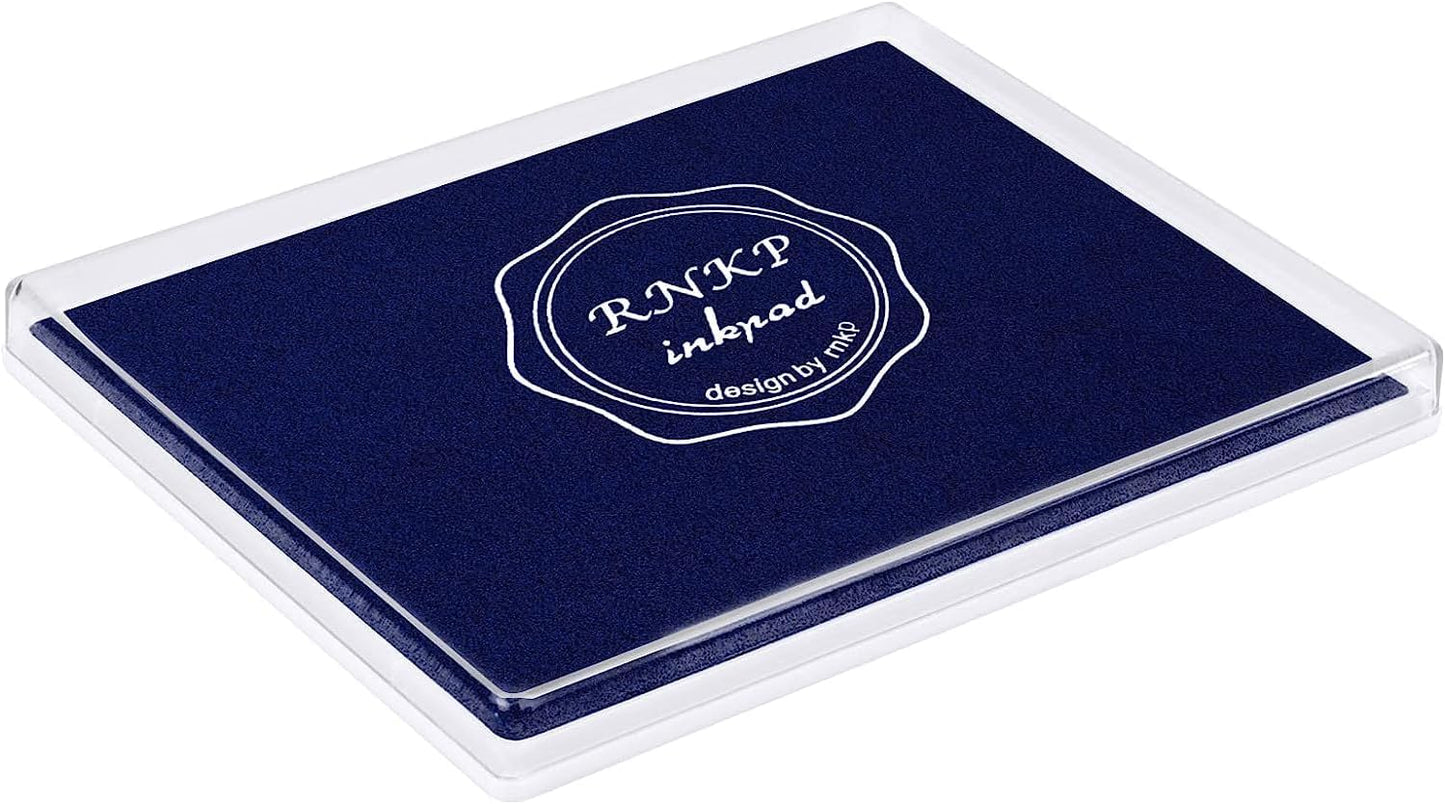 RNKP Large Blue Ink pad,5 x 4 in Craft Ink pad Suitable for Rubber Stamps, Paper, Wood, Fabric, Scrapbooking, Children's Non-Toxic Finger Stamp pad (Blue)
