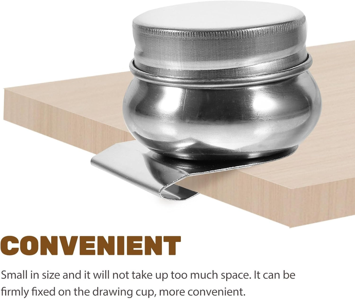 SEWACC 2pcs Stainless Steel Brush Cleaning Pot Lid Mouth Palette Cup for Oil Painting and Sturdy Dipper Container for Home Schools and Training Centers